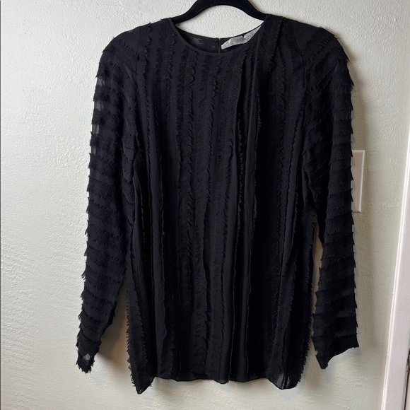 Sportmax Max Mara Blouse Black Textured Silk Long Sleeve - Picture 1 of 7